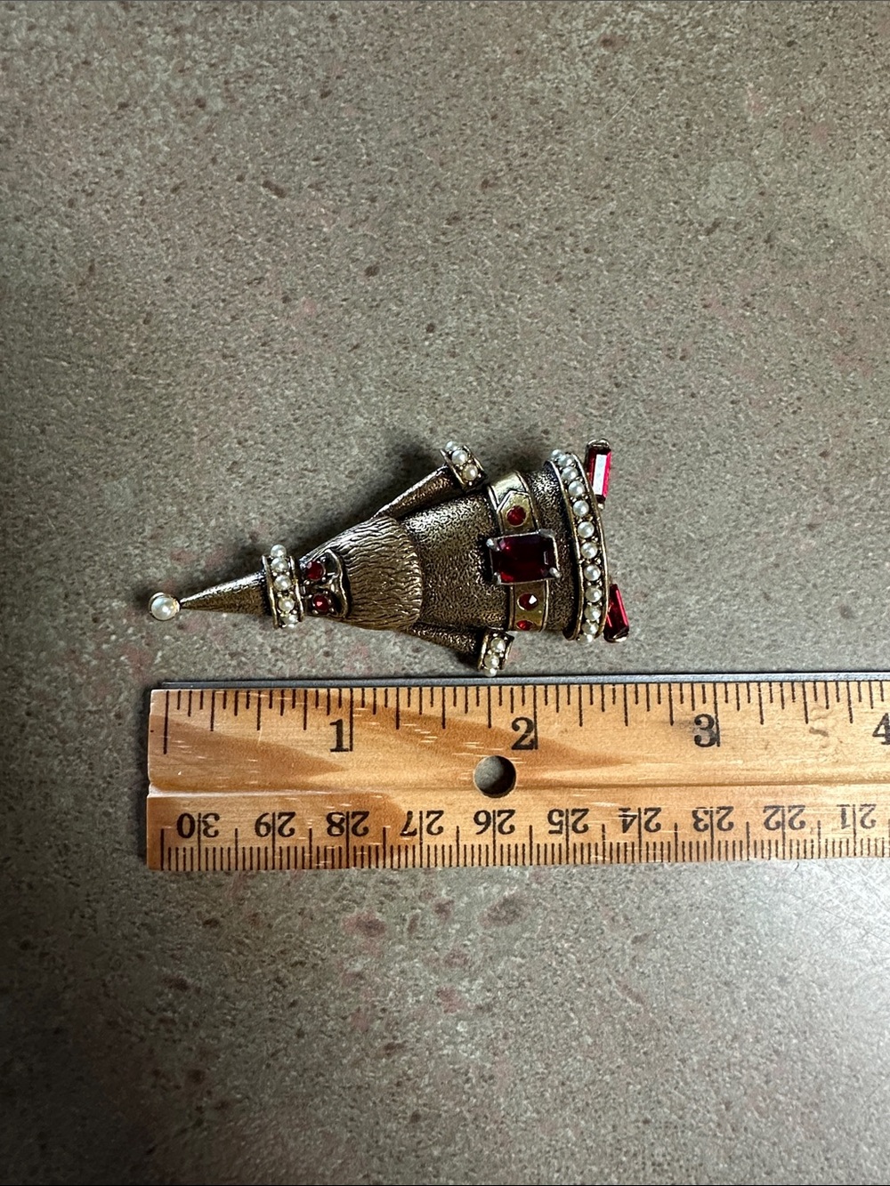 Vintage Signed Hollycraft Christmas Tree Santa Claus Brooch Pin Red Rhinestone - Picture 15 of 15